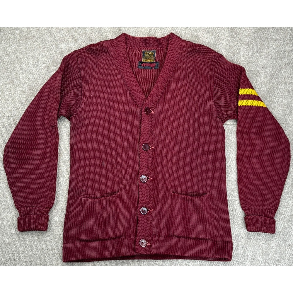Wil Wite Silverwoods Men's Rare & Vintage Striped Wool Cardigan Sweater Size M